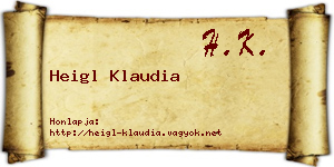 Heigl Klaudia névjegykártya